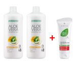 Комплект Aloe Vera Гел за пиене с Mед при стомашни проблеми, две бутилки + Крем Концентрат Алое Вера при Кожни проблеми