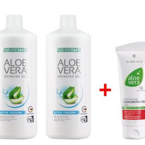 Комплект Aloe Vera Гел за пиене за Ставите с колаген, две бутилки + Крем Концентрат Алое Вера при Кожни проблеми